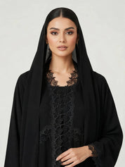 C 2794 Black Floral Lace Abaya