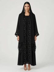 C 2795 Black Lace Abaya