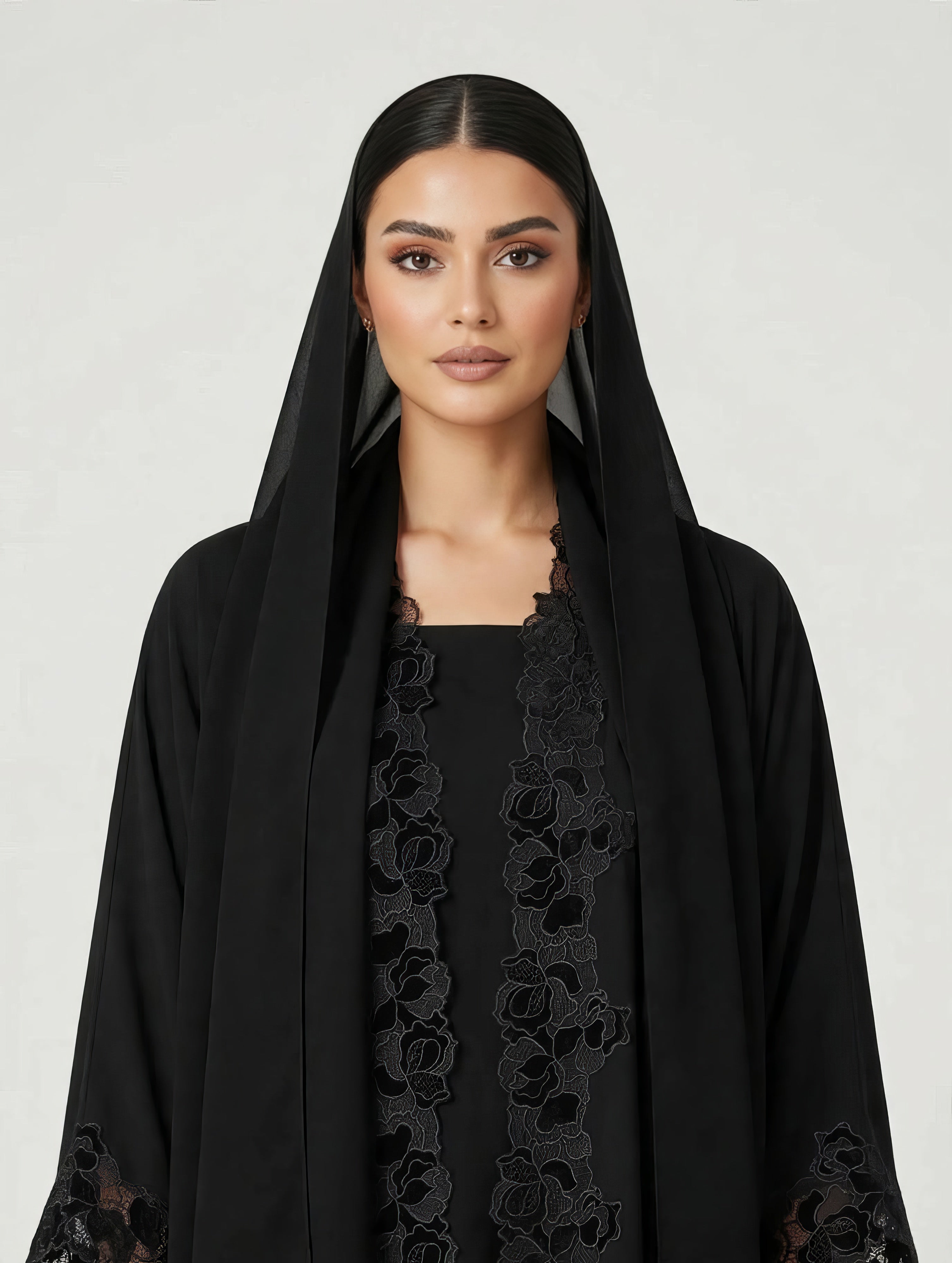 C 2795 Black Lace Abaya