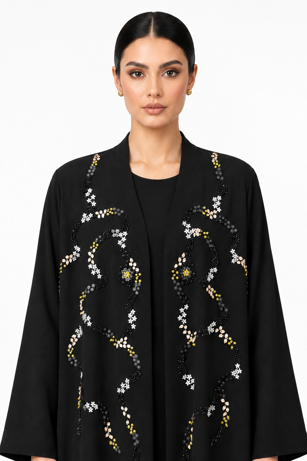 C 2797 Black Beaded Abaya