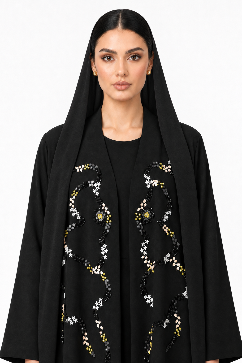 C 2797 Black Beaded Abaya