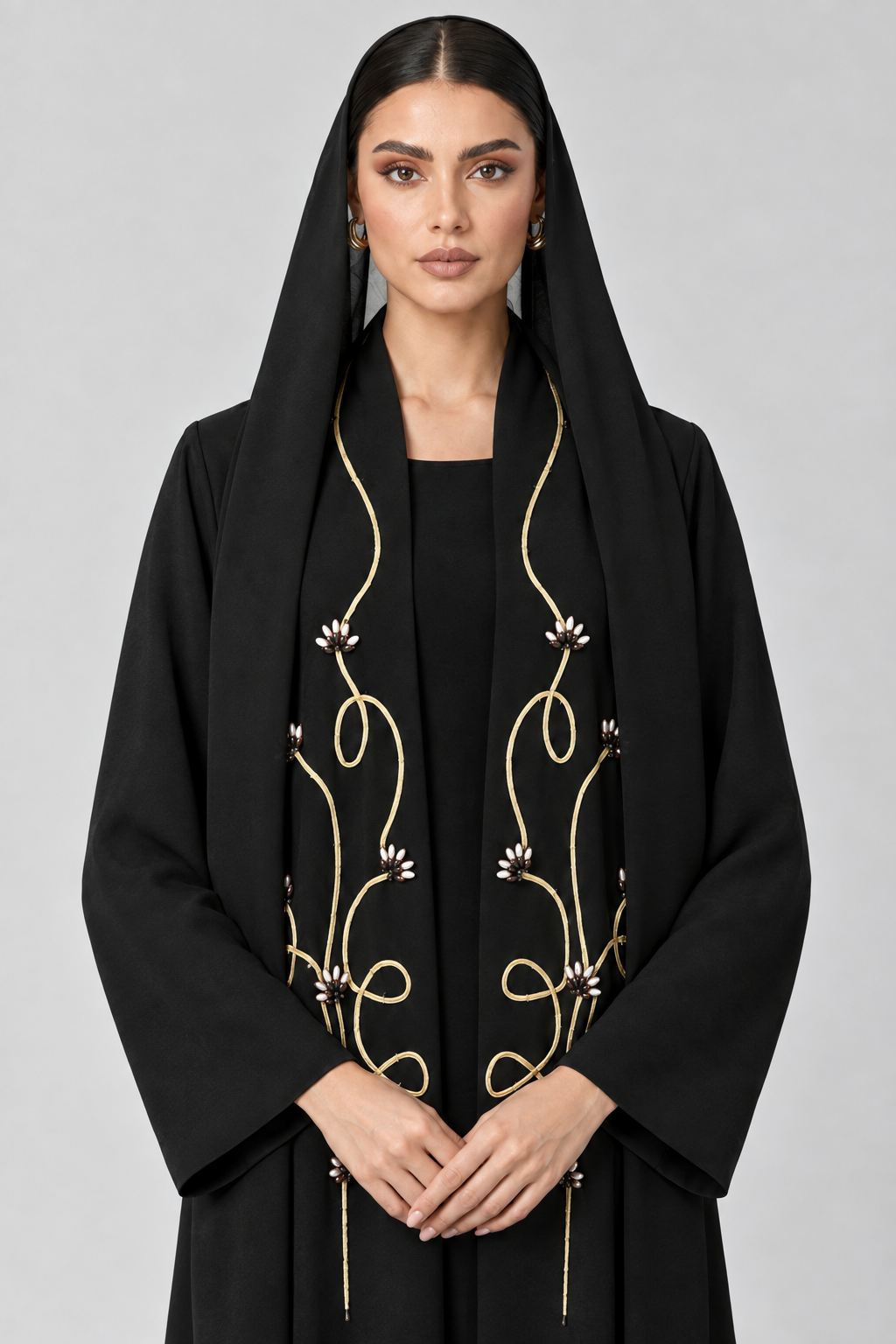 C 2798 Black Beaded Abaya