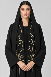 C 2798 Black Beaded Abaya - XS / 50