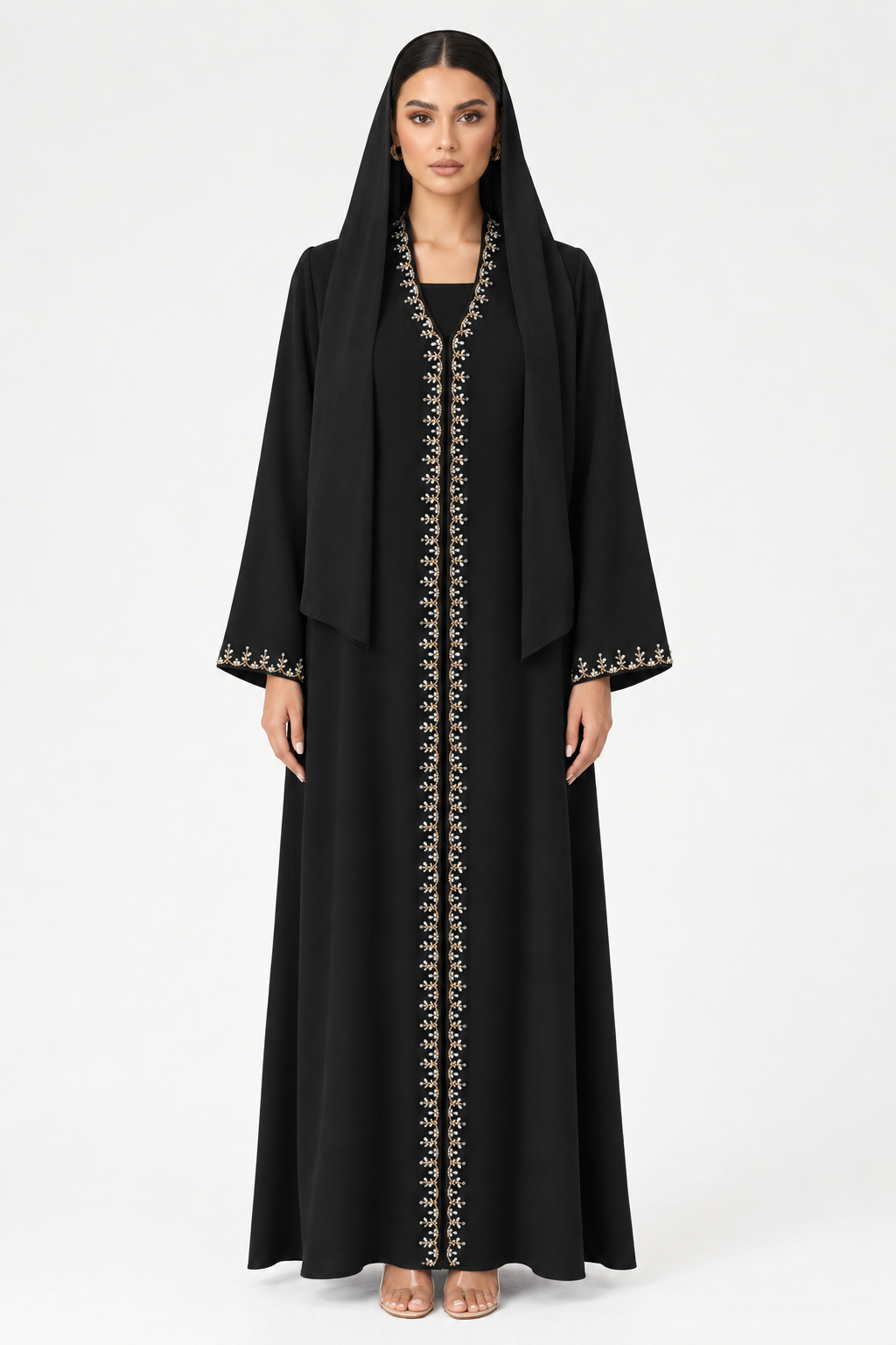C 2799 Black Beaded Abaya