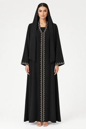C 2799 Black Beaded Abaya