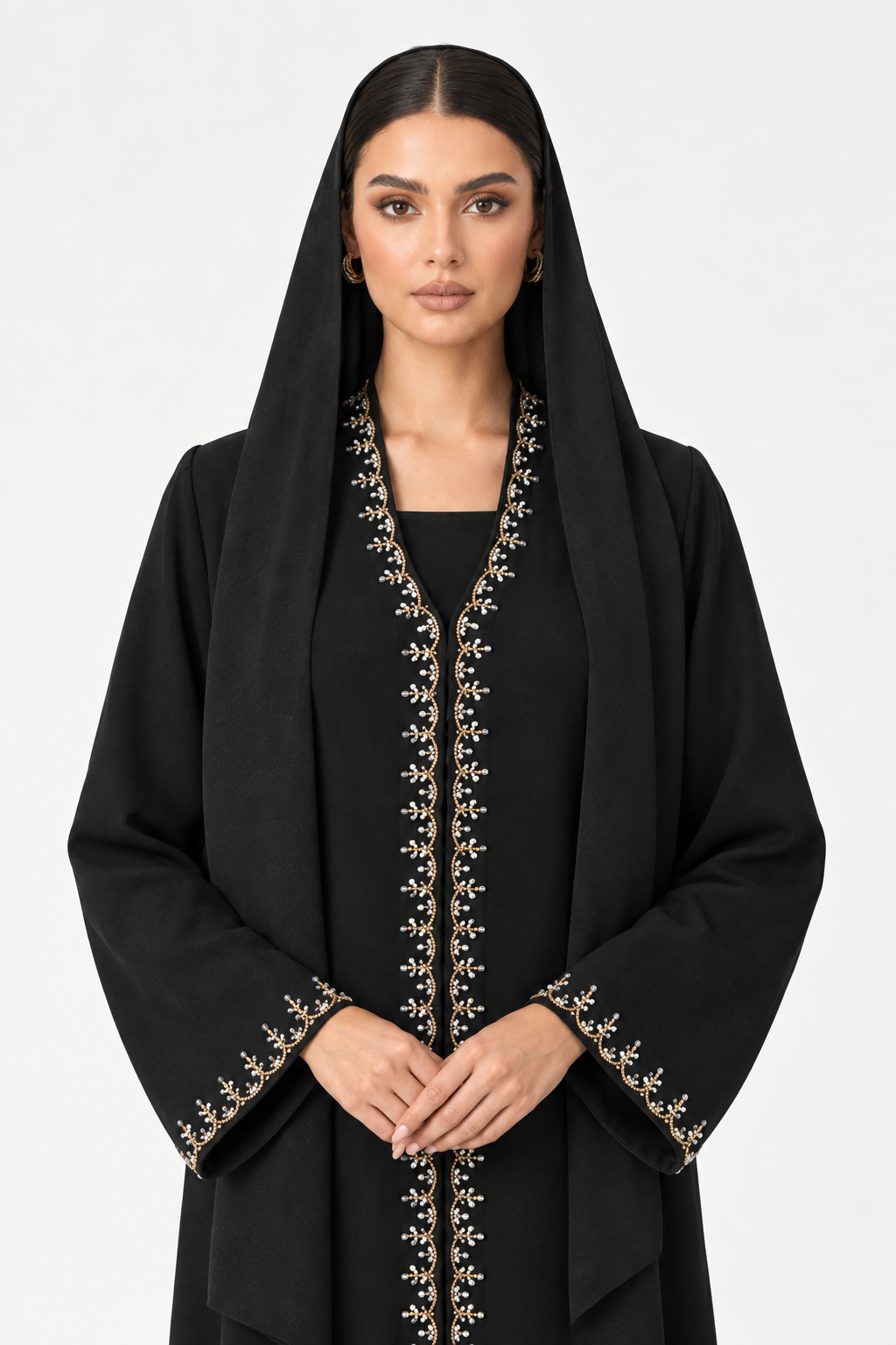 C 2799 Black Beaded Abaya