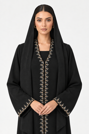 C 2799 Black Beaded Abaya