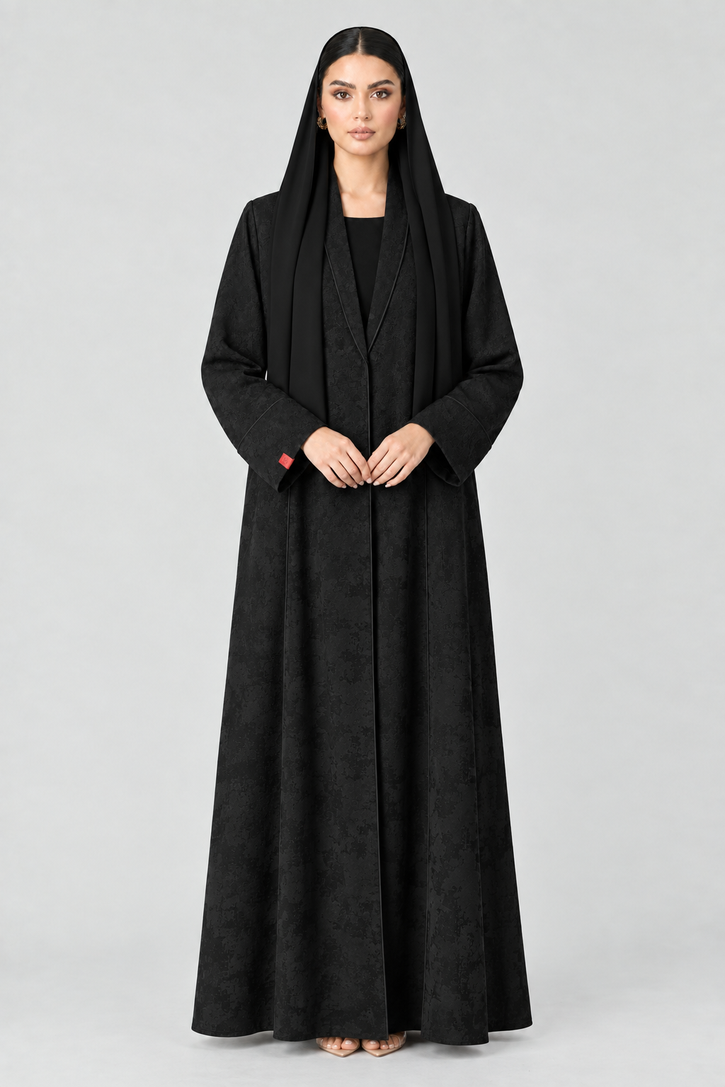C 2801 Black Jacquard Abaya