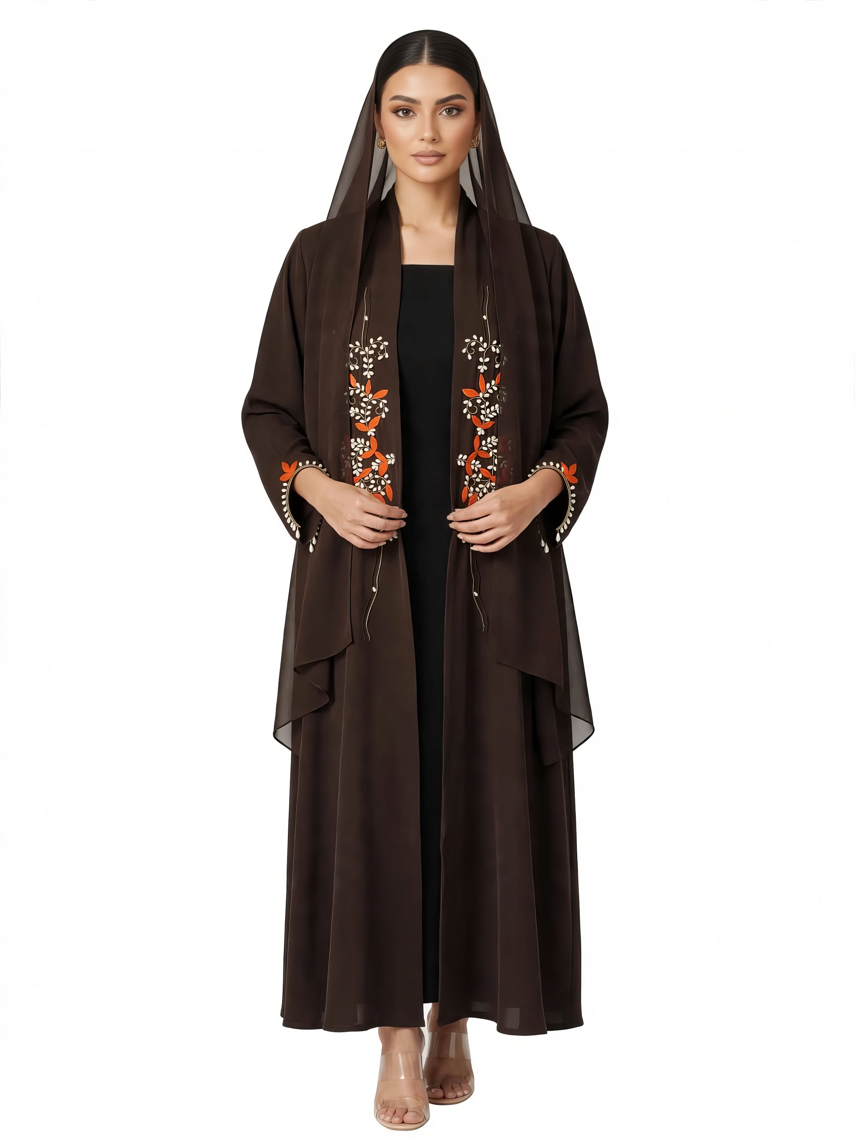C 2807 Espresso Bloom Abaya