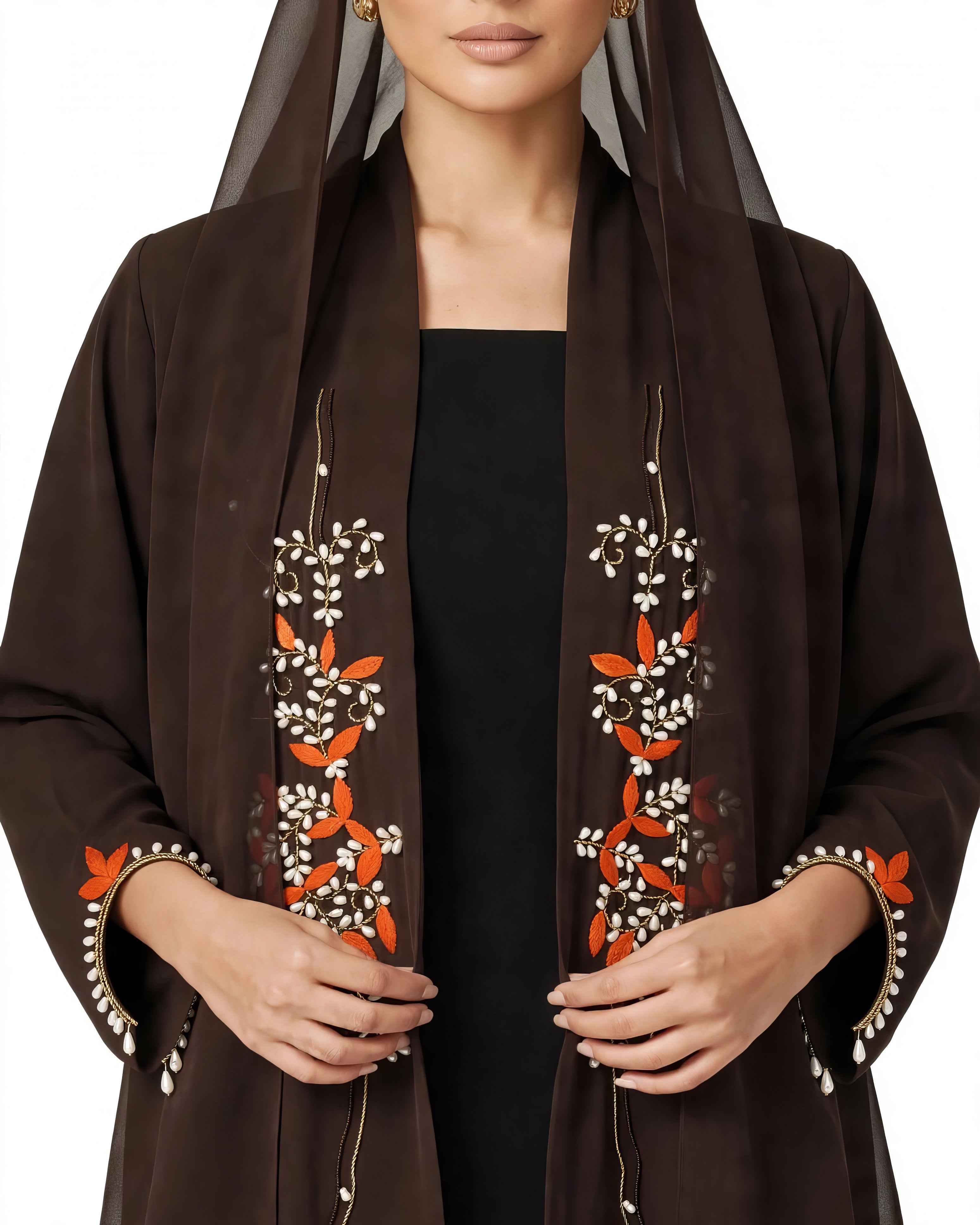 C 2807 Espresso Bloom Abaya