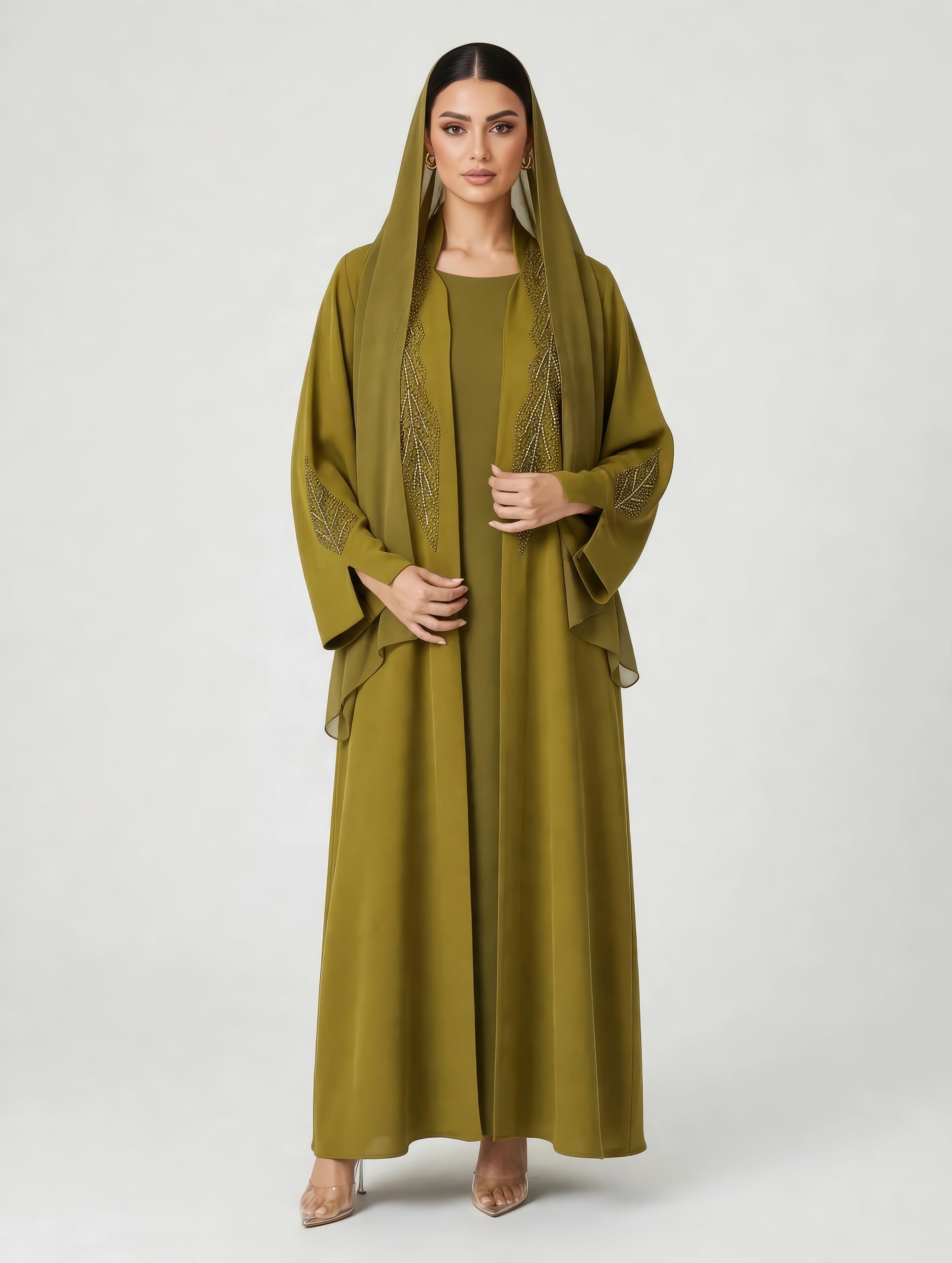 C 2808 Olive Moss Abaya