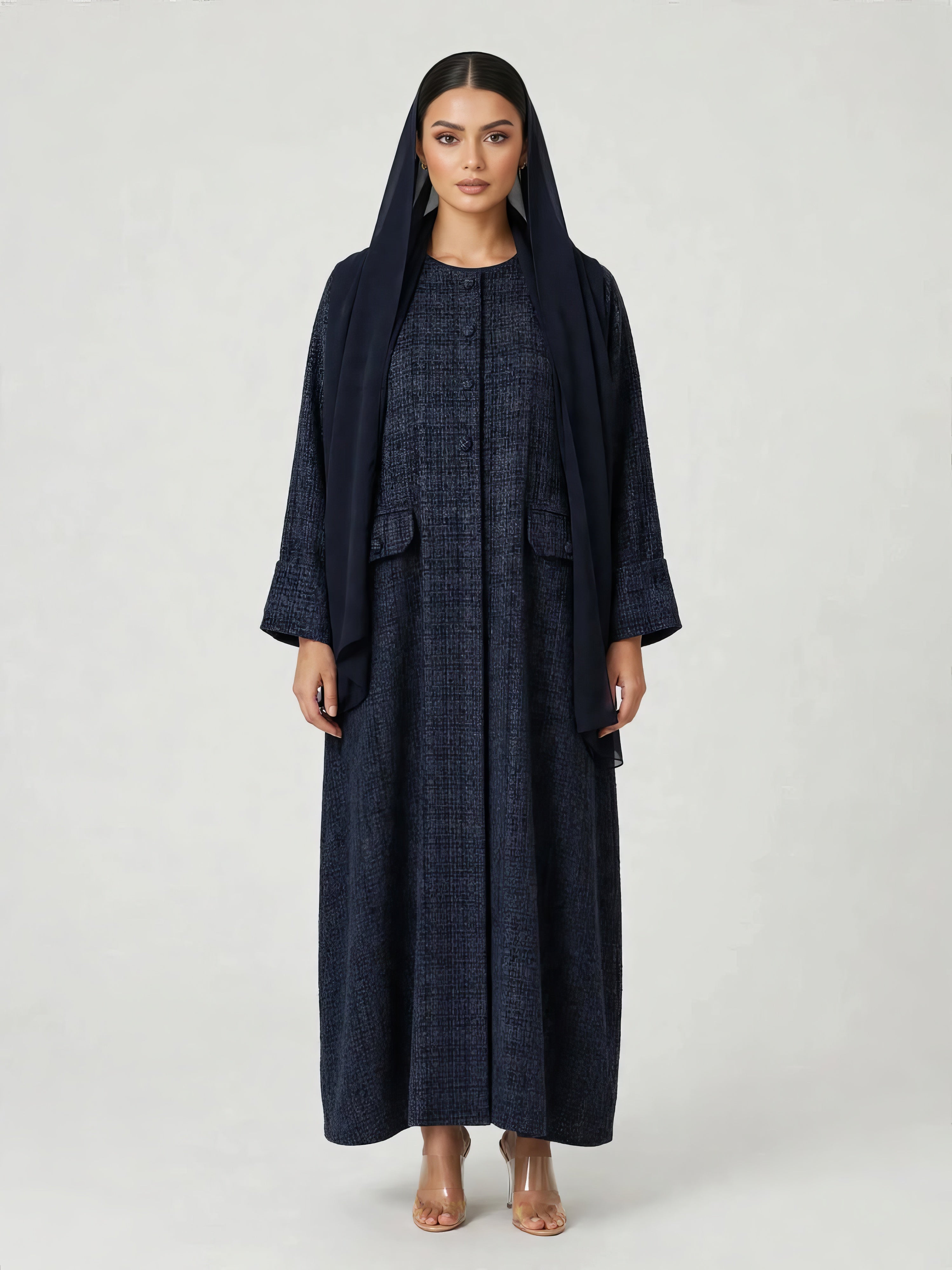 C 2809 Midnight Amber Tweed Abaya