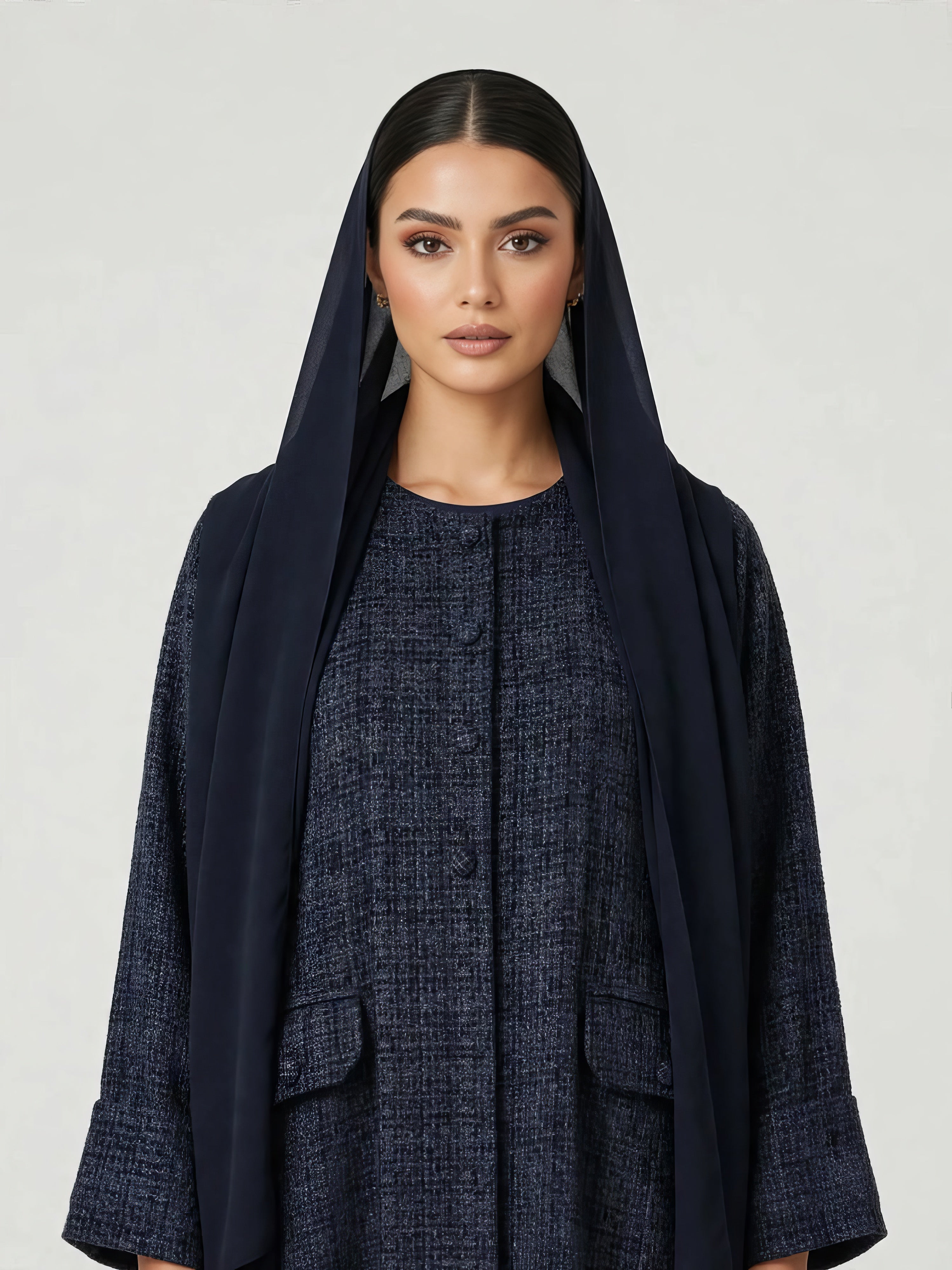C 2809 Midnight Amber Tweed Abaya