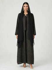 C 2810-01 Black & Gold Tweed Abaya