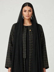 C 2810-01 Black & Gold Tweed Abaya