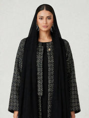 C 2810-02 Black & White tweed Abaya