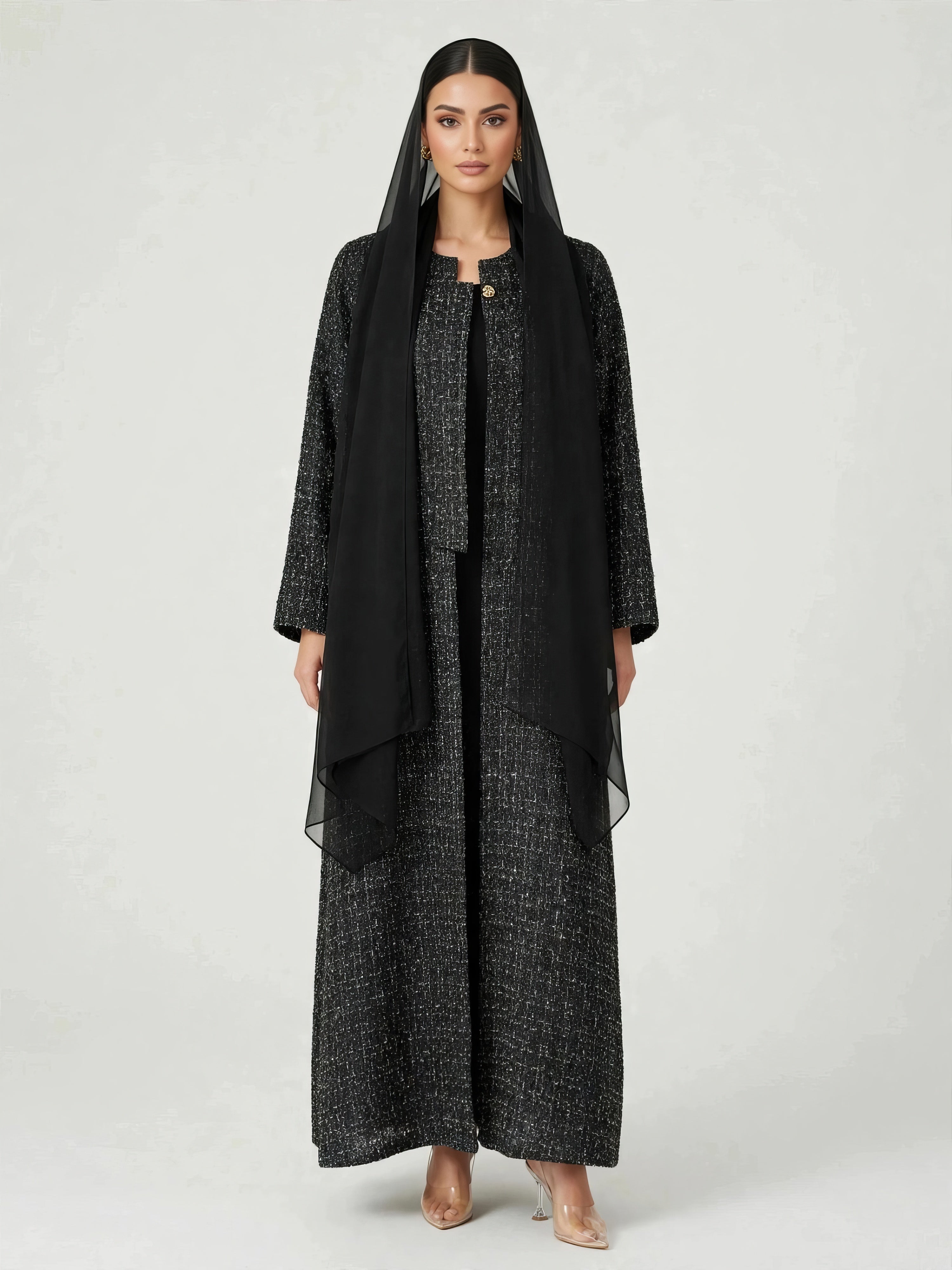 C 2810-03 Grey Tweed Abaya