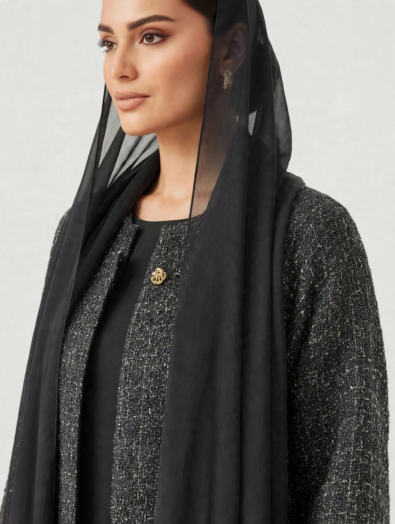 C 2810-03 Grey Tweed Abaya