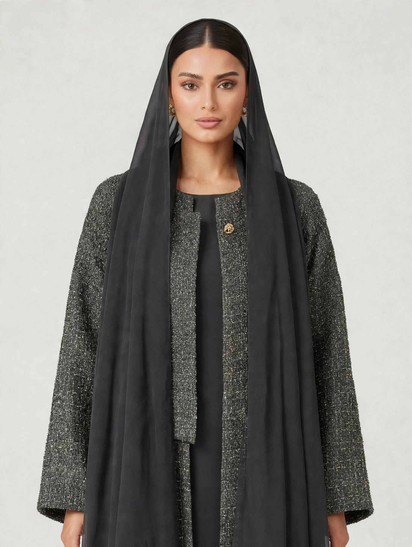 C 2810-03 Grey Tweed Abaya