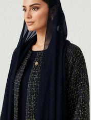 C 2810-04 Navy Blue Tweed Abaya