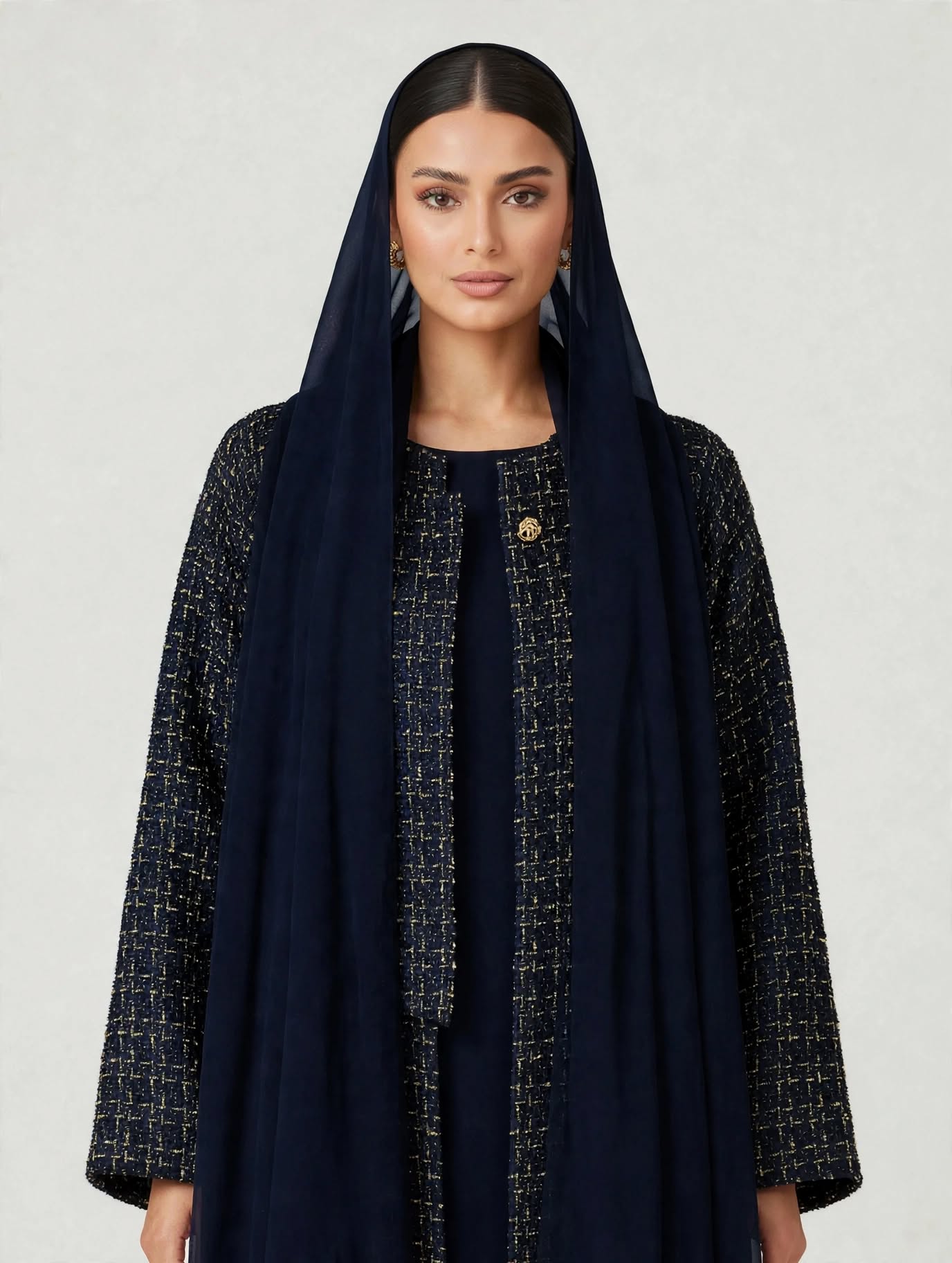 C 2810-04 Navy Blue Tweed Abaya