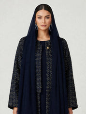 C 2810-04 Navy Blue Tweed Abaya