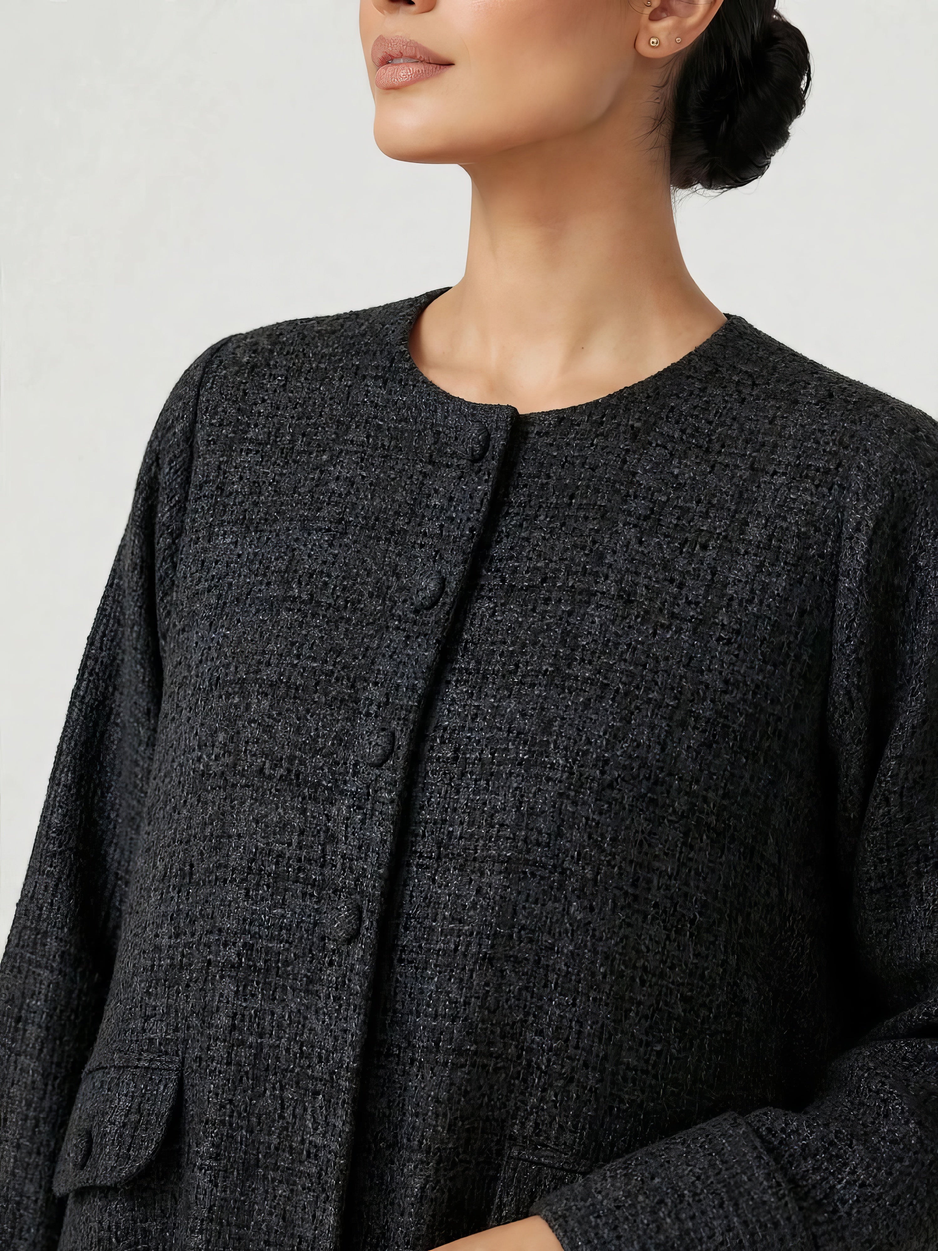 C 2810 Noir Oud Tweed Abaya