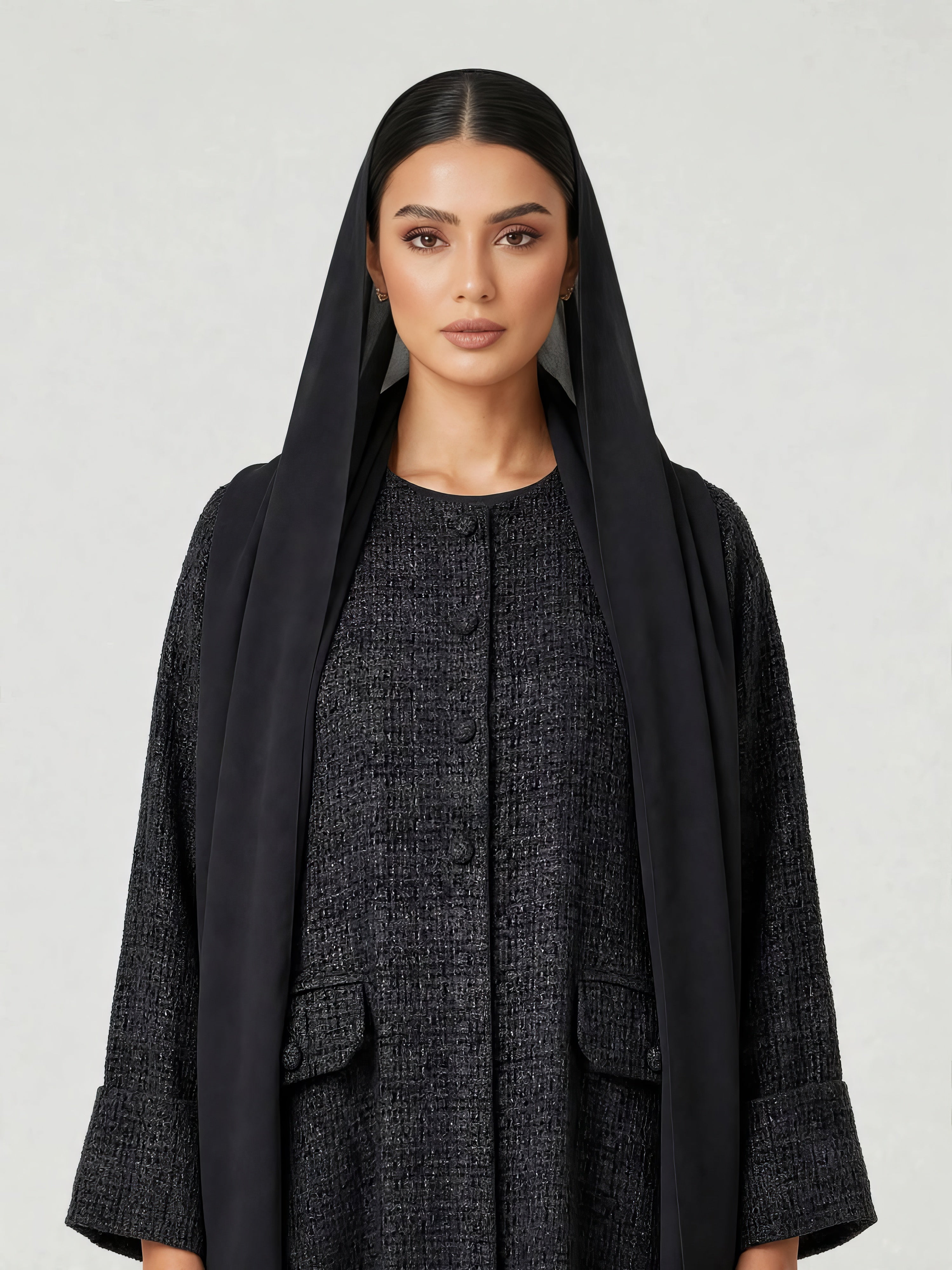 C 2810 Noir Oud Tweed Abaya