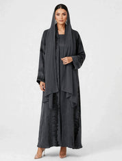 C 2811-01 Charcoal Turkish Cupro Wave Pattern
