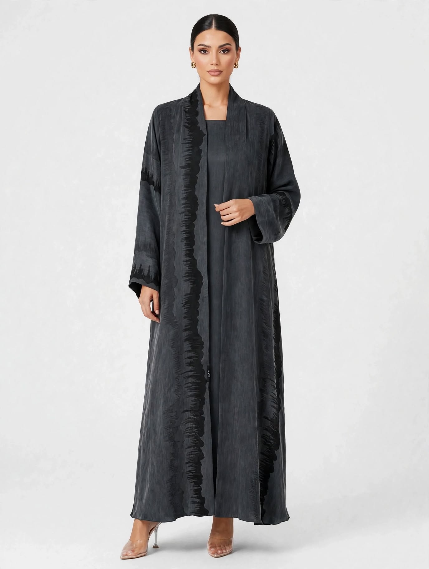 C 2811-01 Charcoal Turkish Cupro Wave Pattern