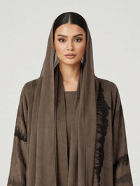 C 2811-03 Mocha Turkish Cupro Wave Abaya - XS / 50