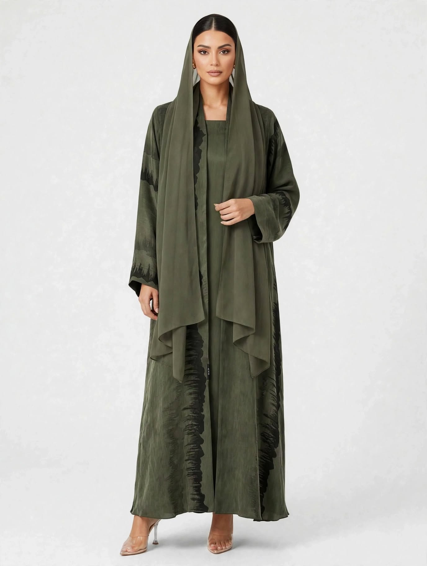 C 2811-04 Olive Turkish Cupro Wave Pattern