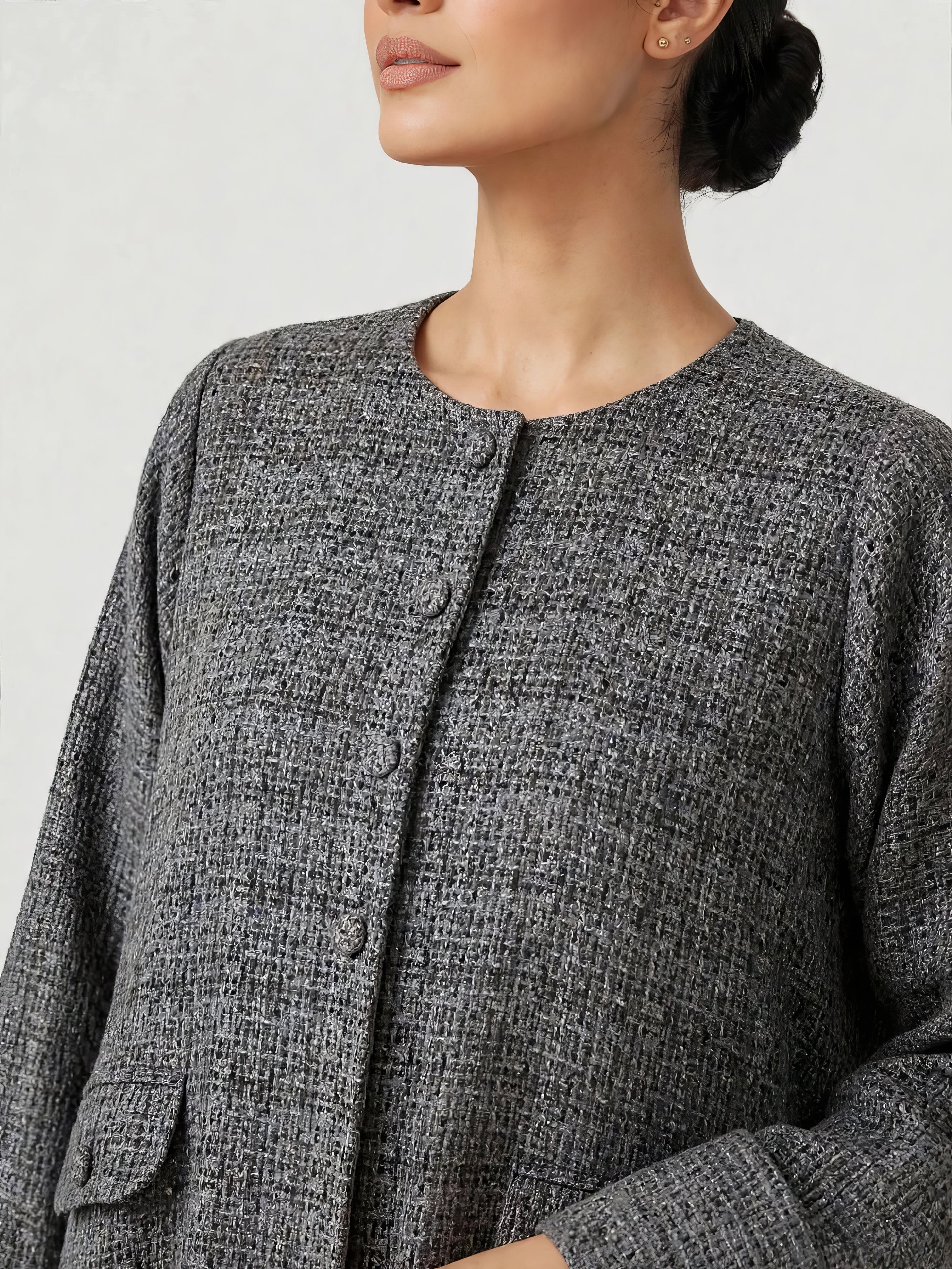 C 2811 Silver Musk Tweed Abaya