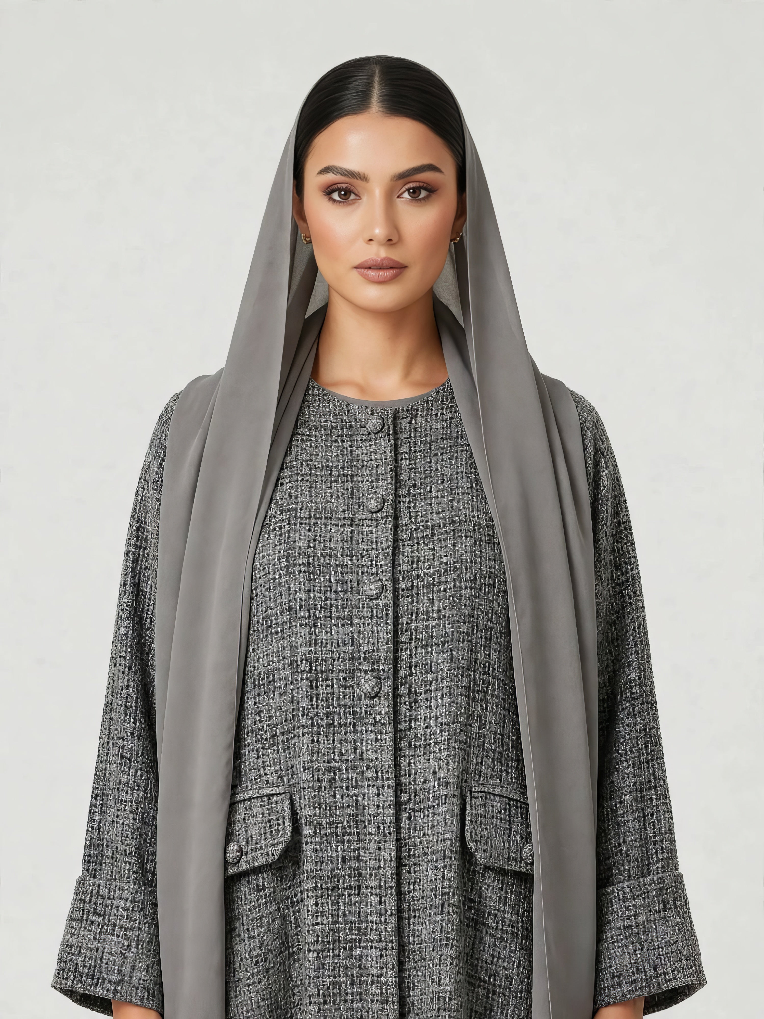 C 2811 Silver Musk Tweed Abaya