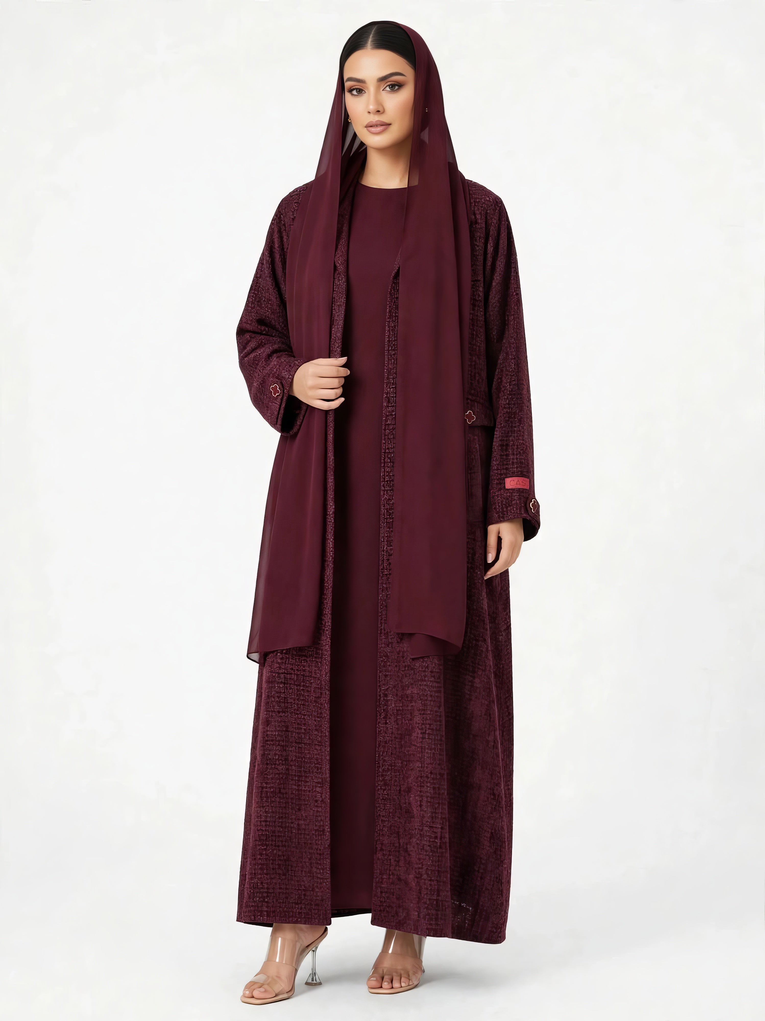 C 2812 Royal Wine Tweed Abaya