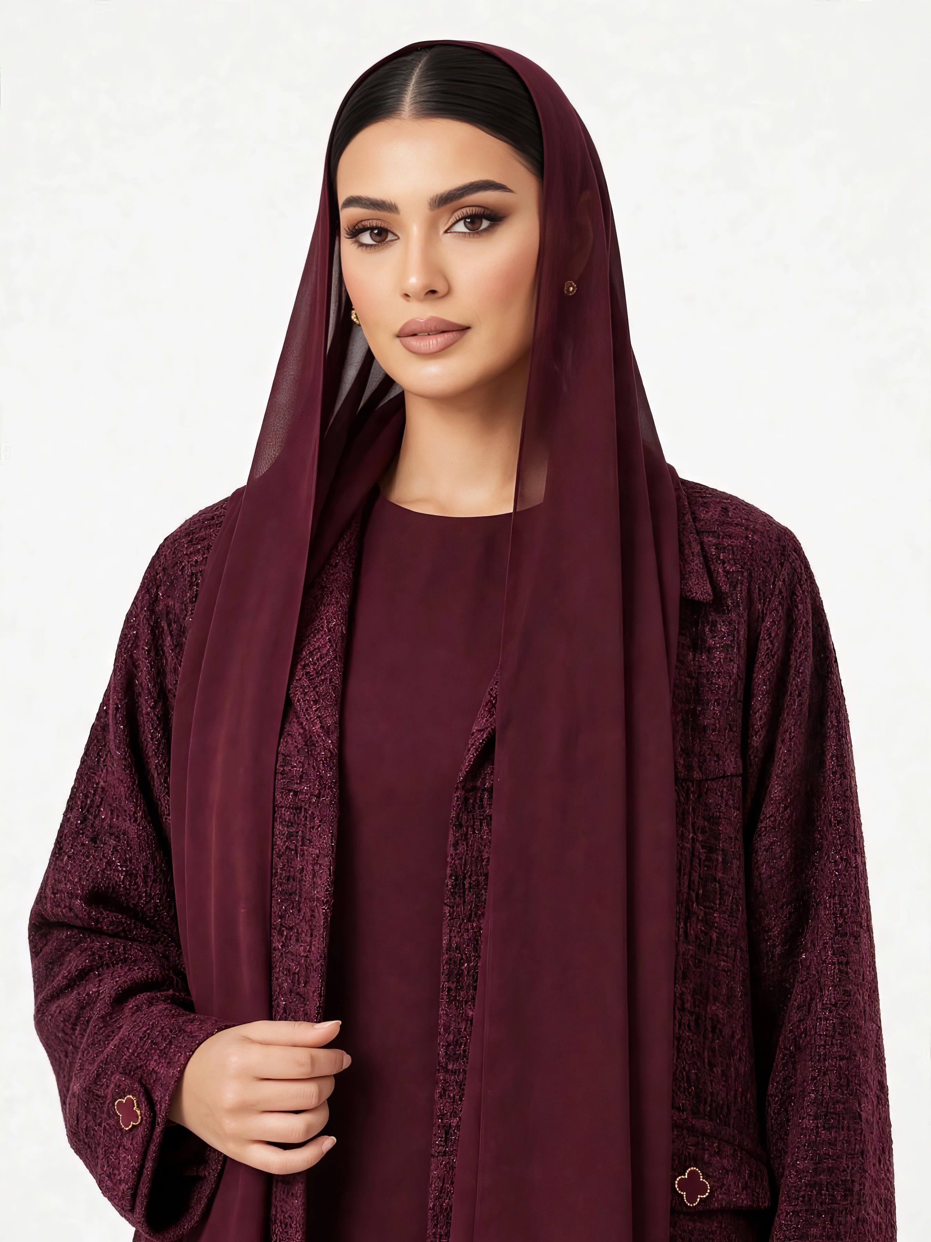 C 2812 Royal Wine Tweed Abaya
