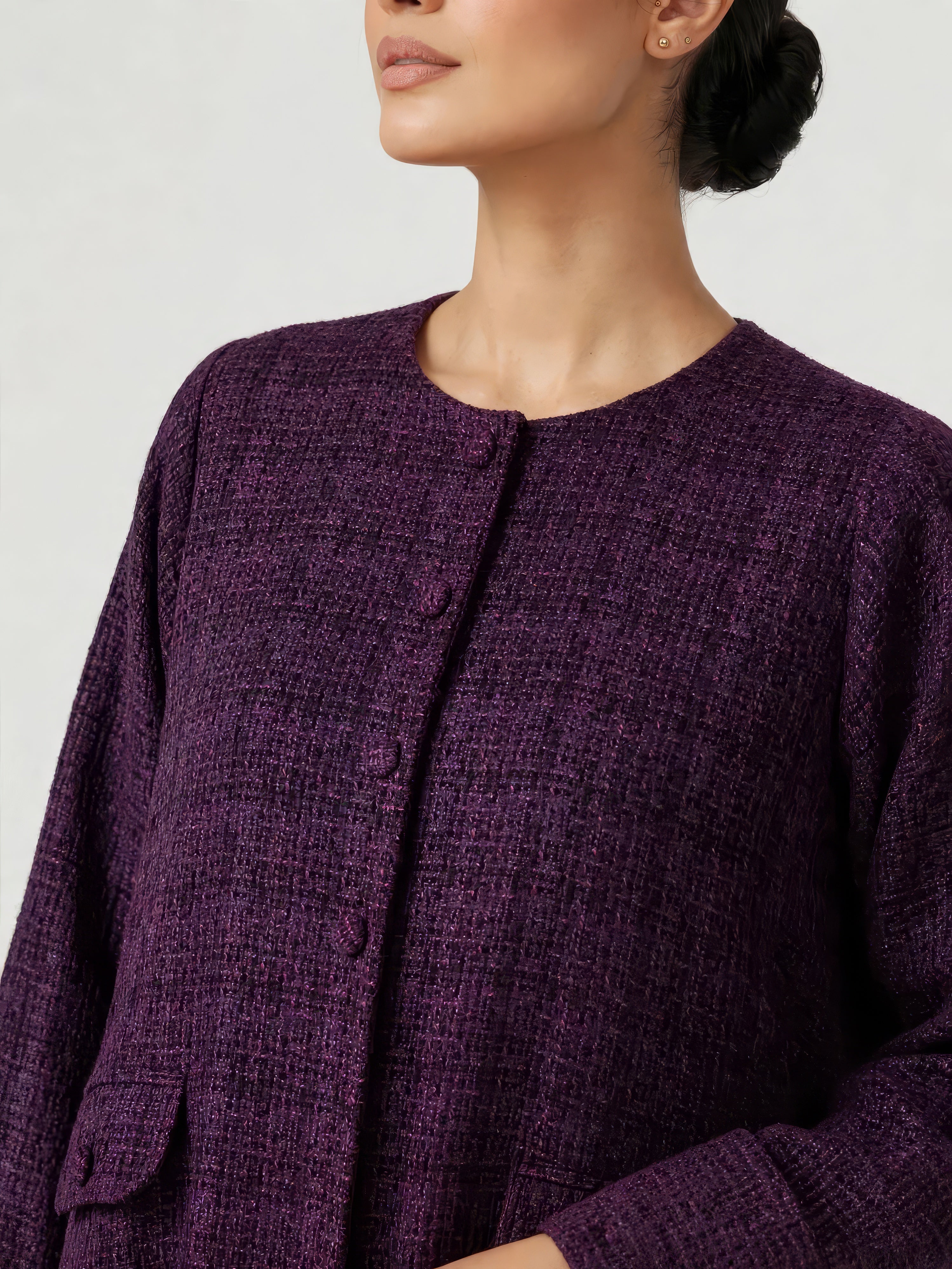 C 2812 Violet Oud Tweed Abaya