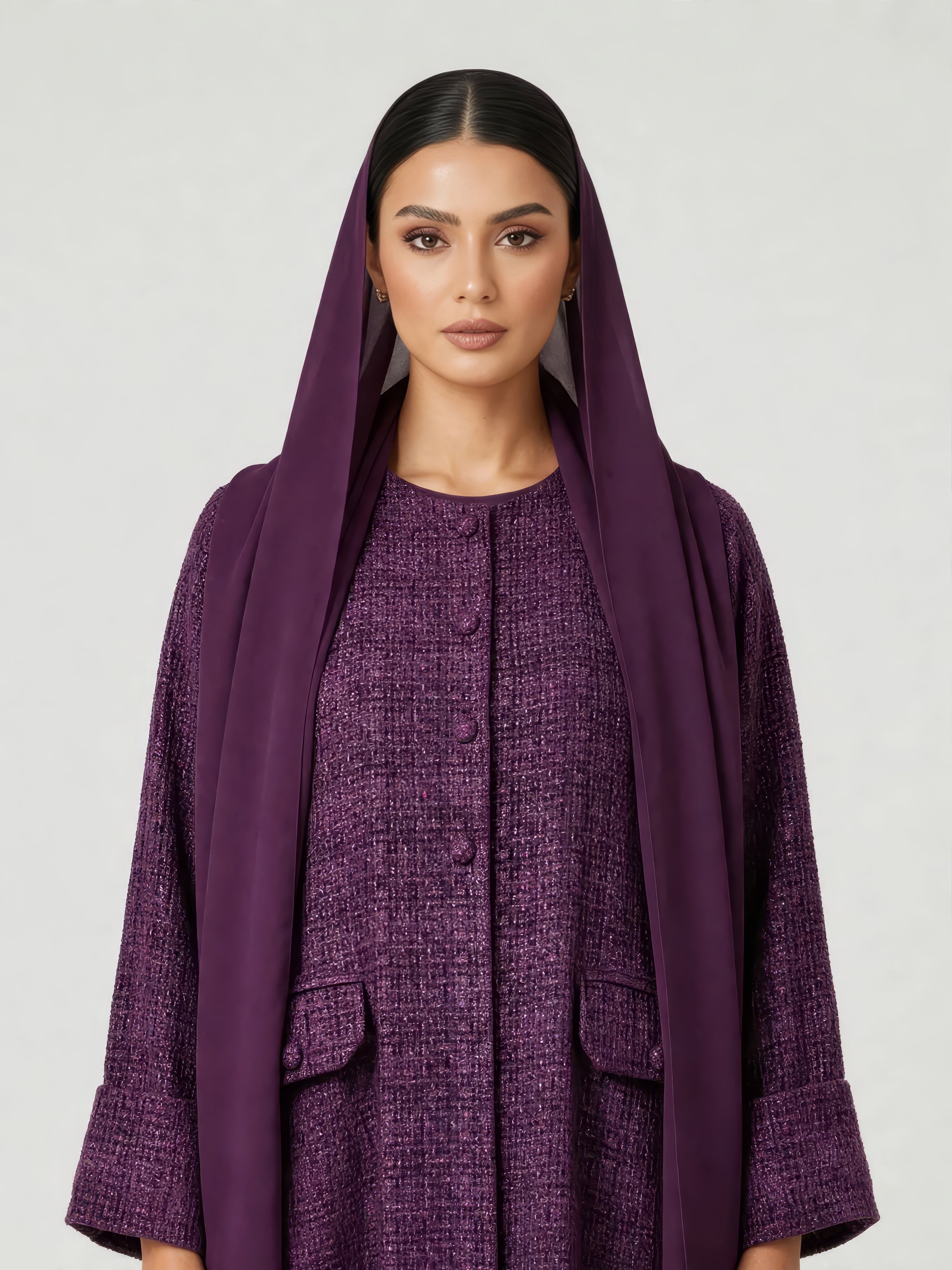C 2812 Violet Oud Tweed Abaya