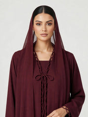 C 2813 Burgundy Weave Abaya