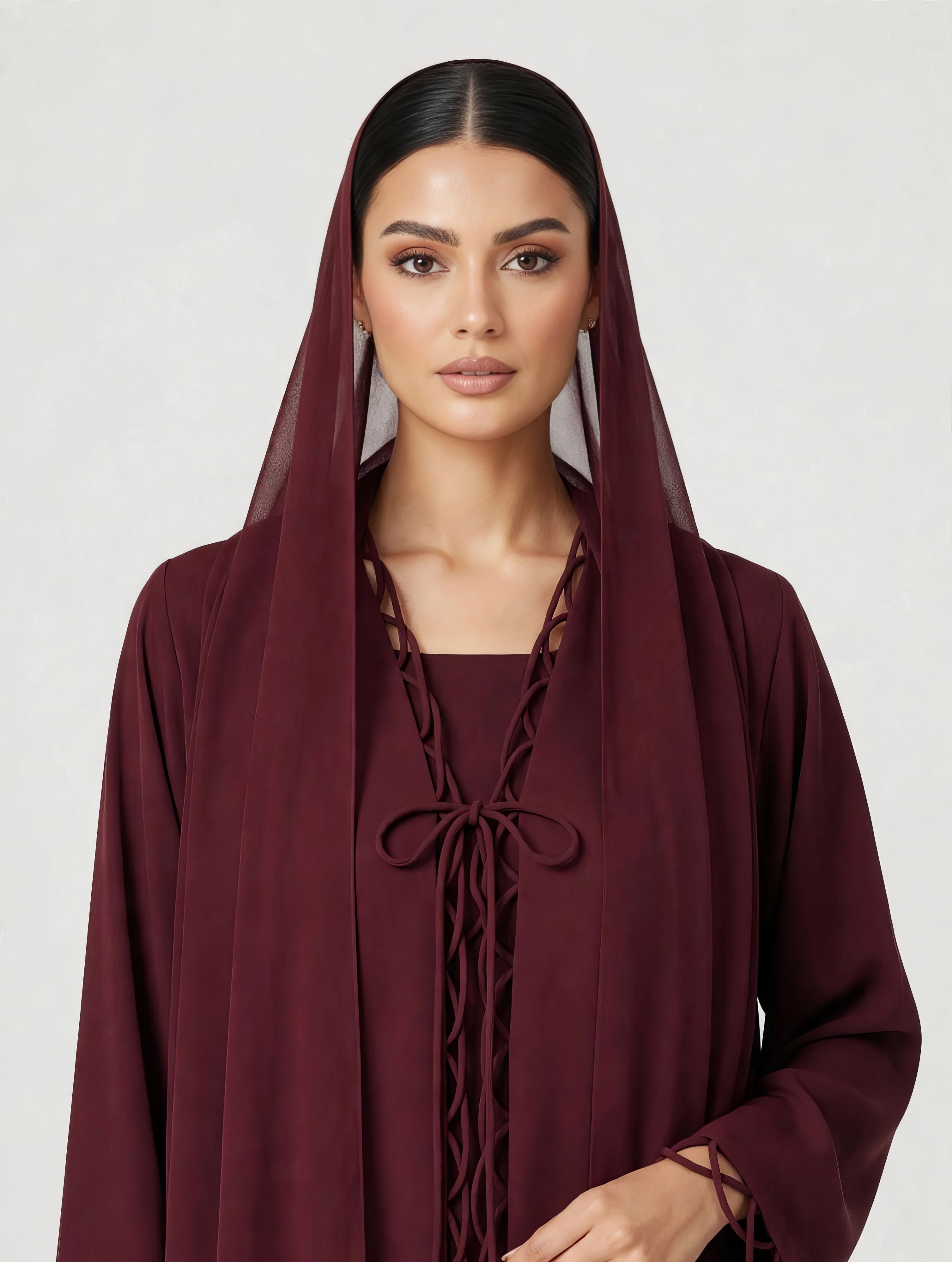 C 2813 Burgundy Weave Abaya