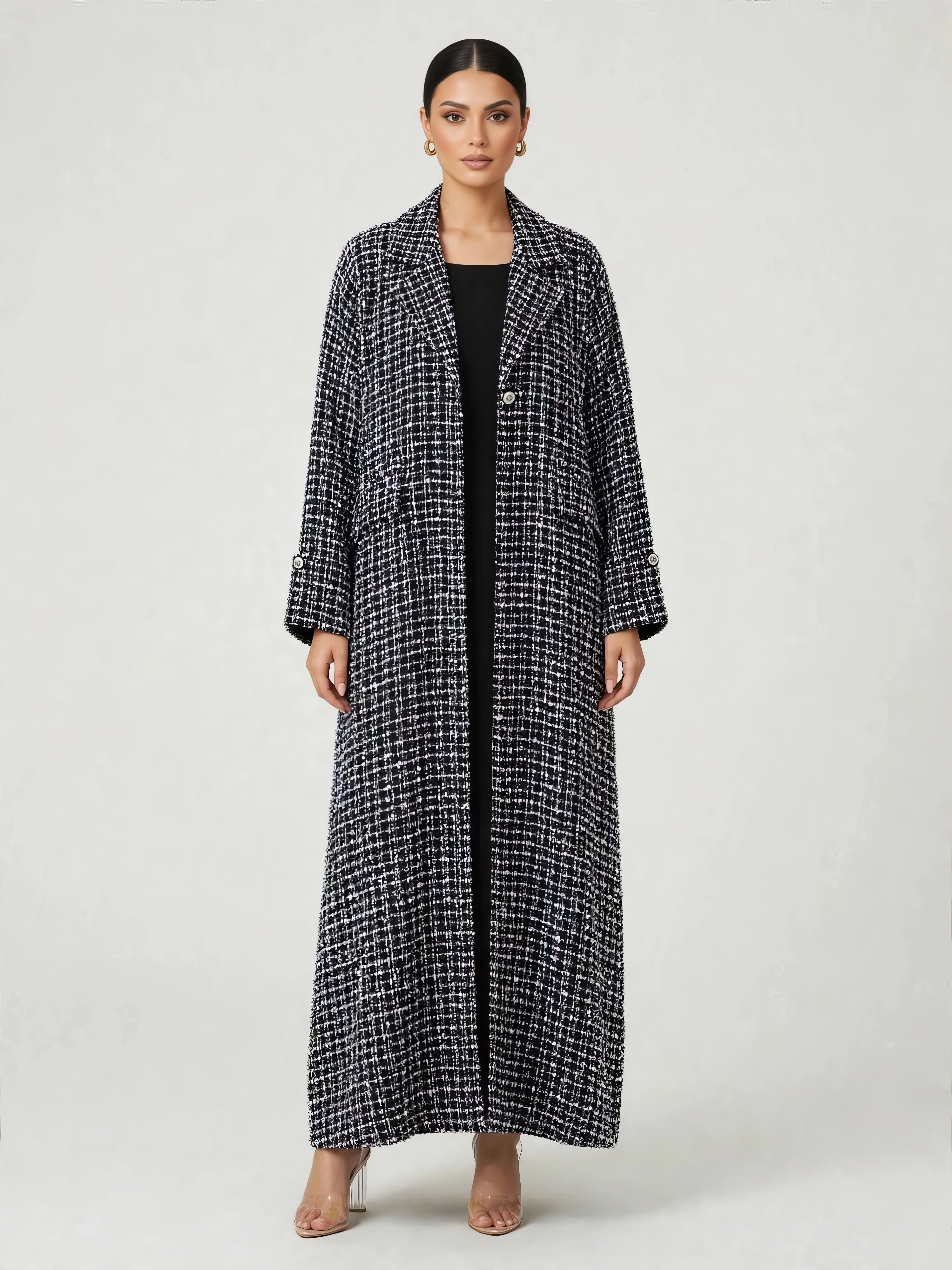 C 2814-01 Black Lilac Tweed Abaya