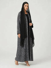 C 2814-01 Black Lilac Tweed Abaya