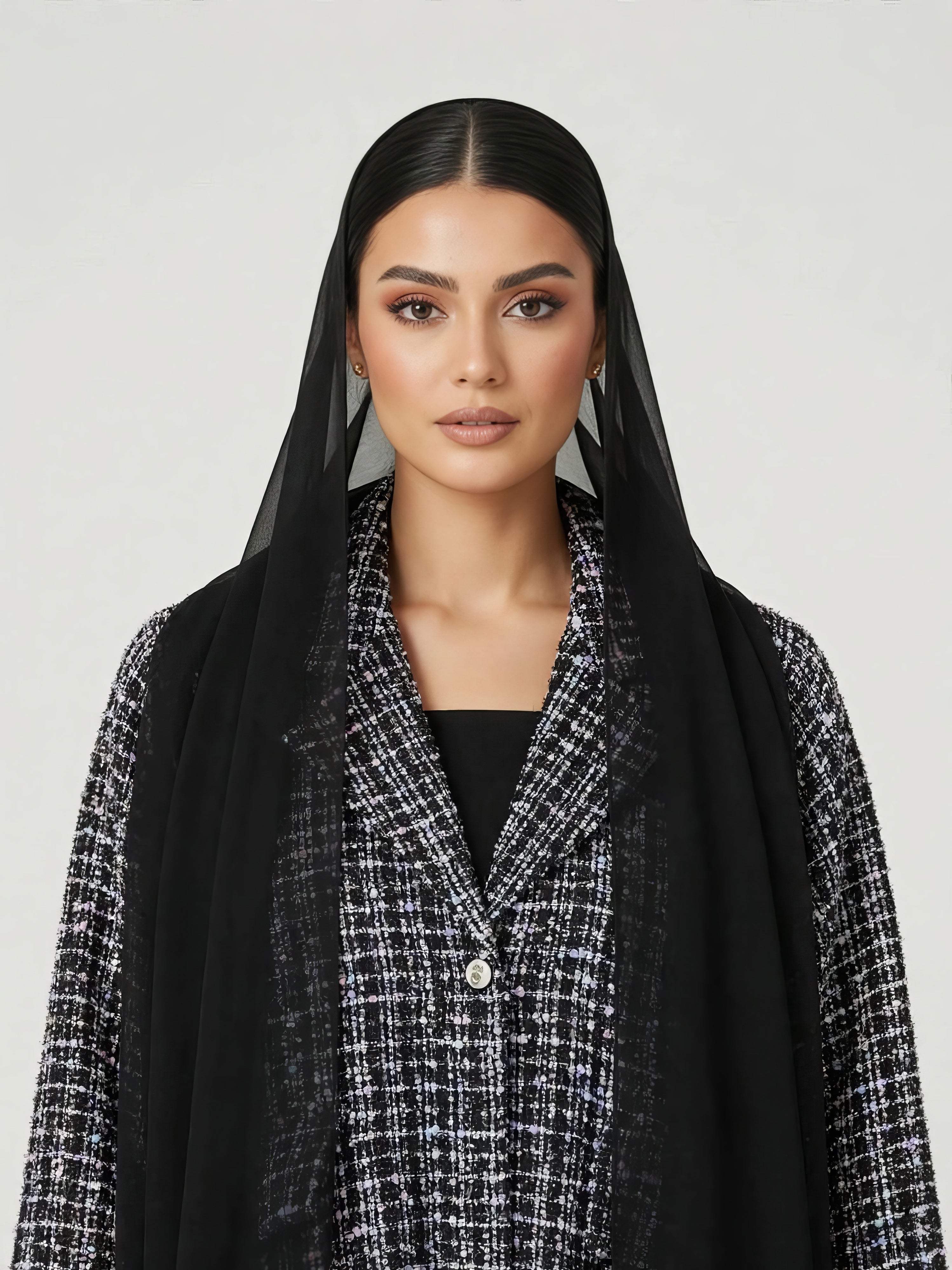 C 2814-01 Black Lilac Tweed Abaya