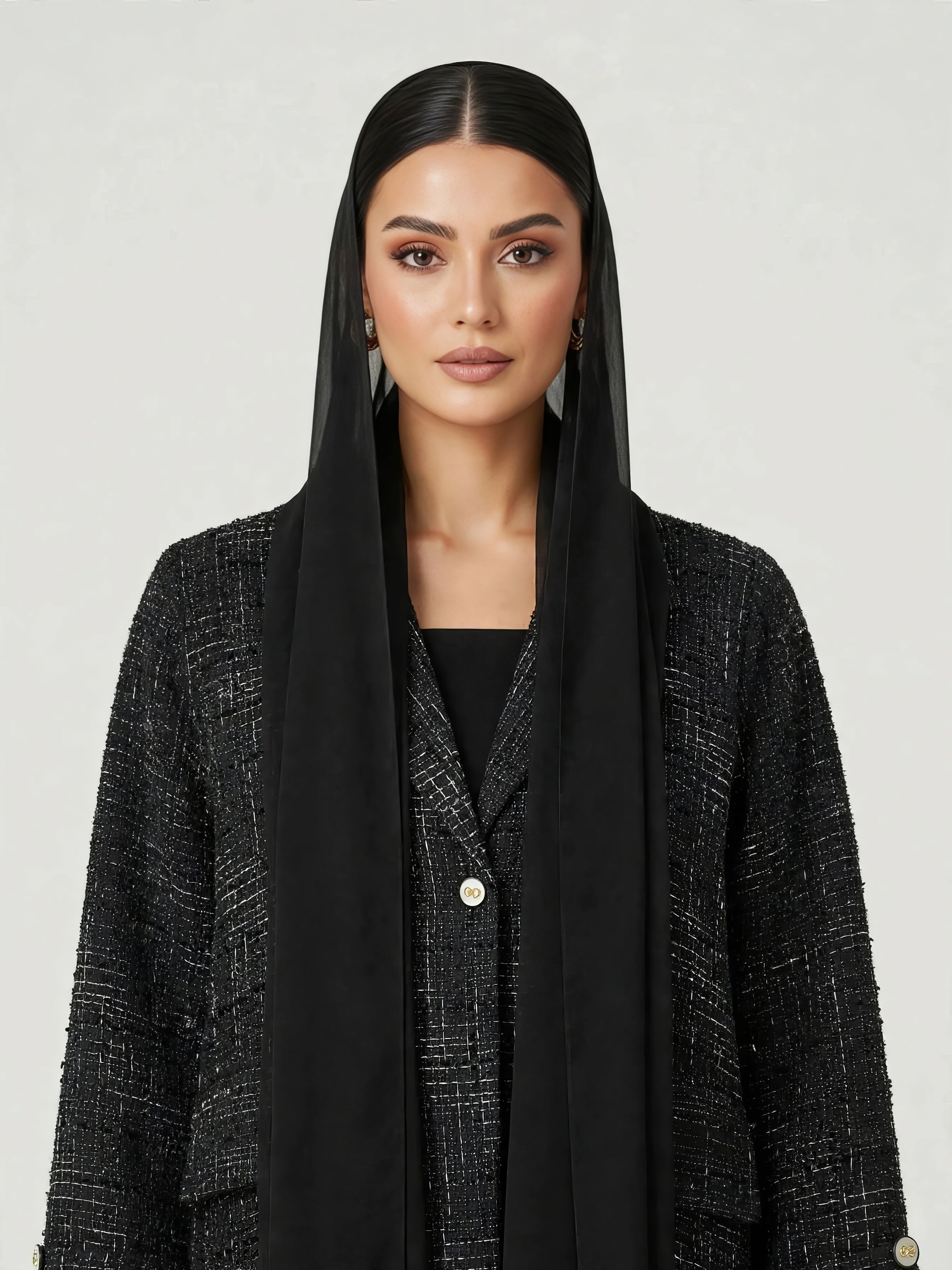 C 2814-02 Onyx Black Tweed Abaya