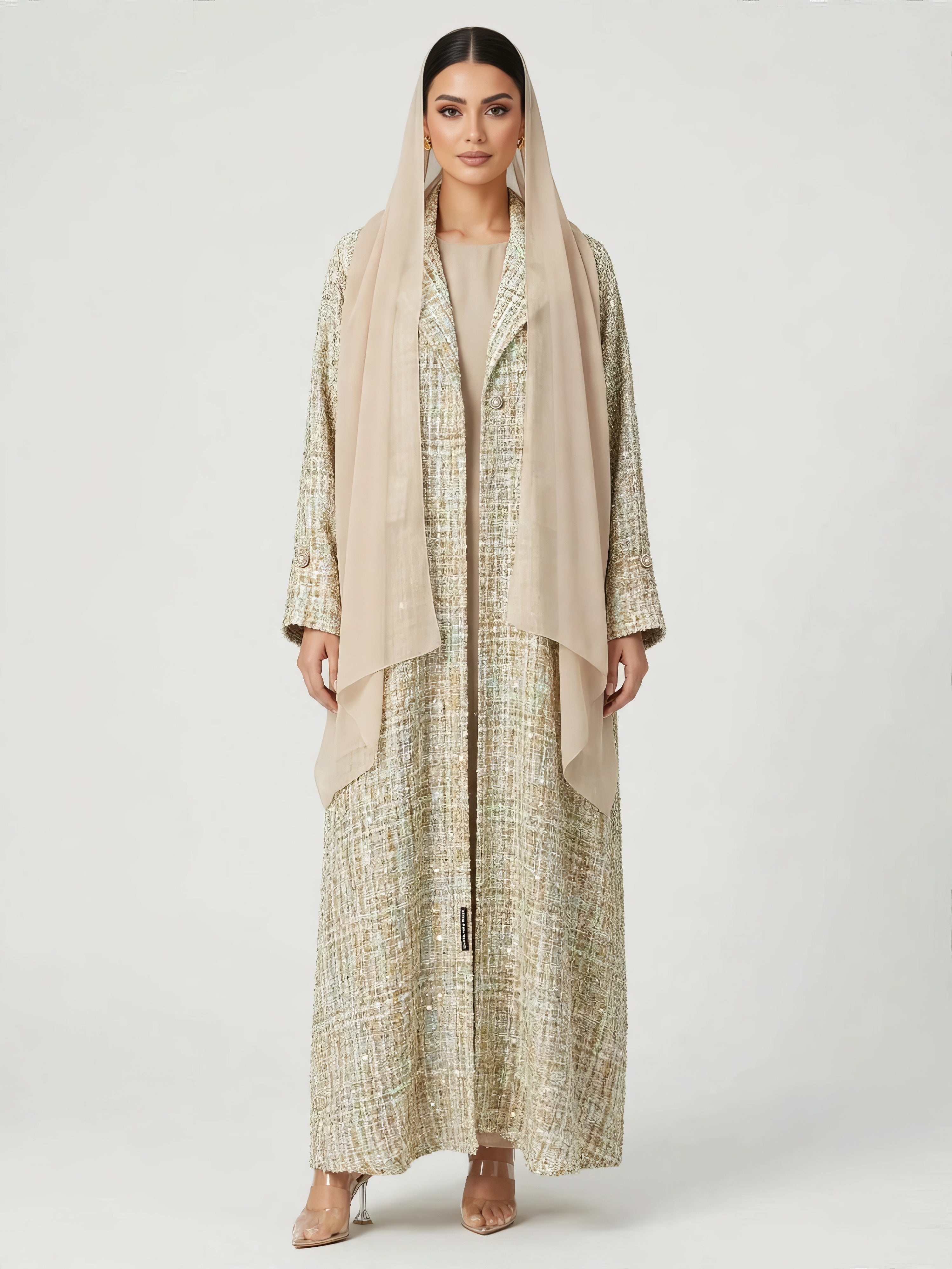 C 2815-01 Golden Mint Tweed Abaya