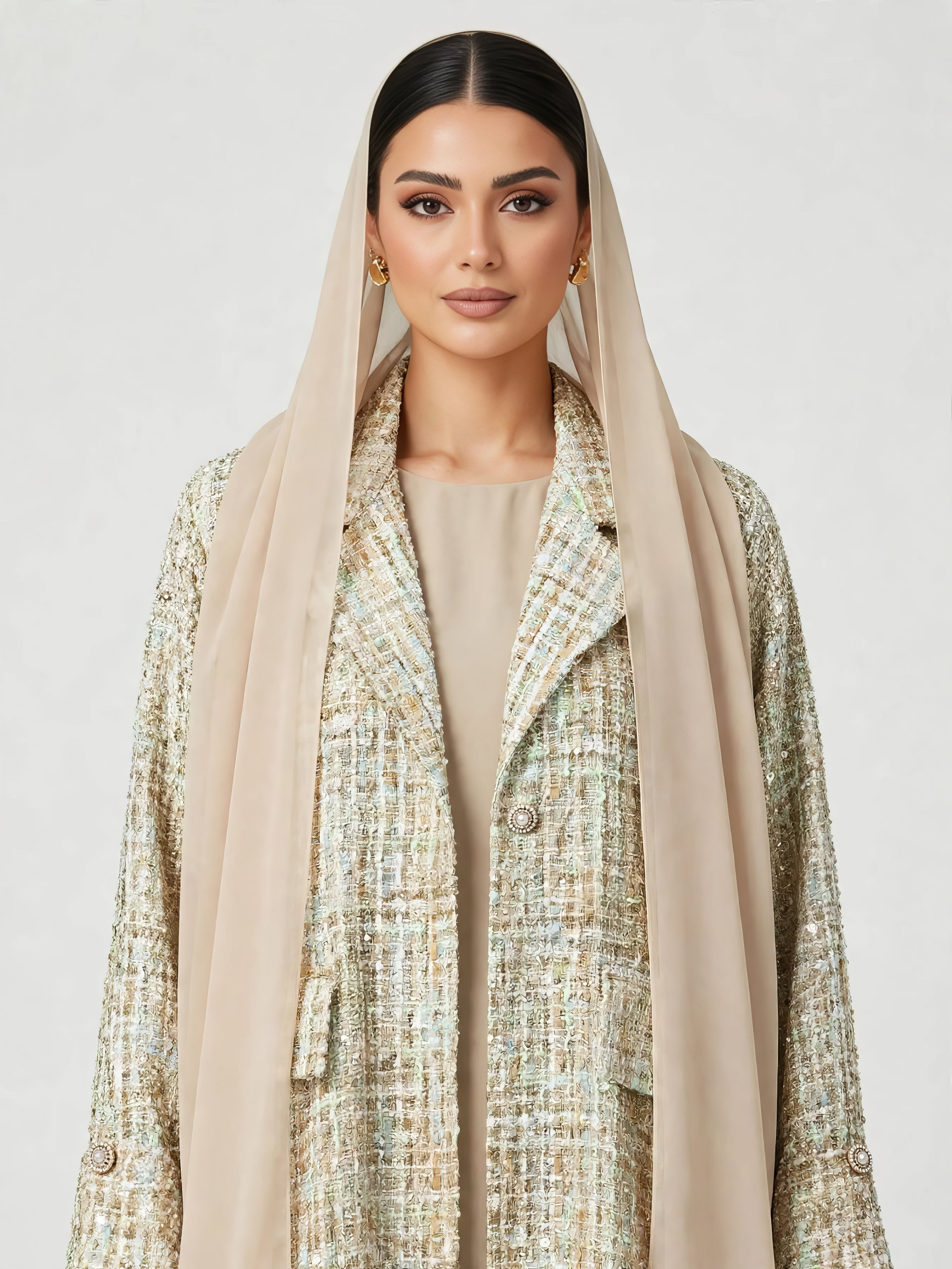 C 2815-01 Golden Mint Tweed Abaya
