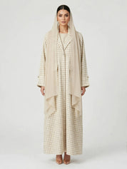 C 2815-02 Ivory Latte Tweed Abaya
