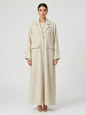 C 2815-02 Ivory Latte Tweed Abaya
