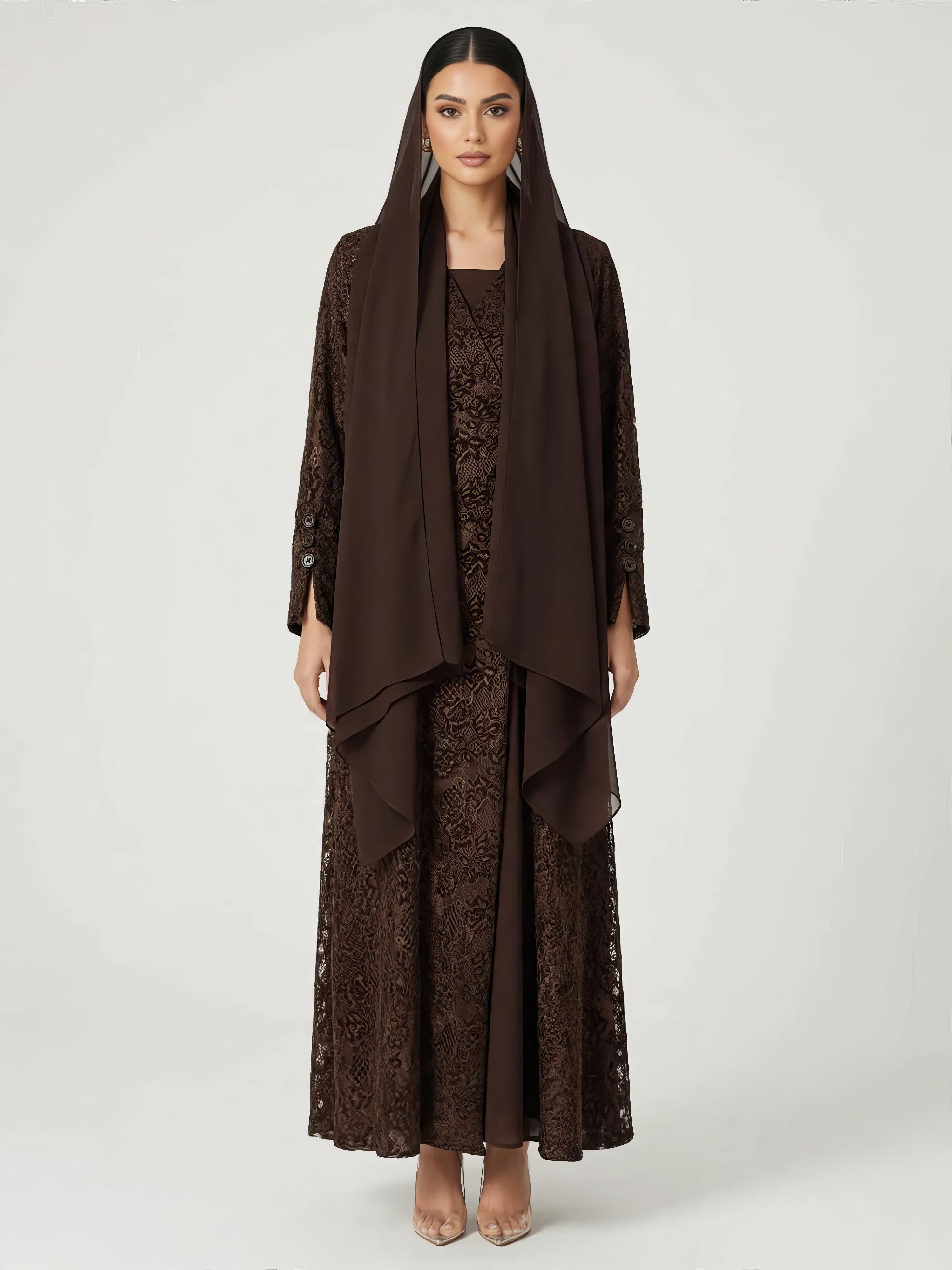C 2816 Mocha Dantel Abaya