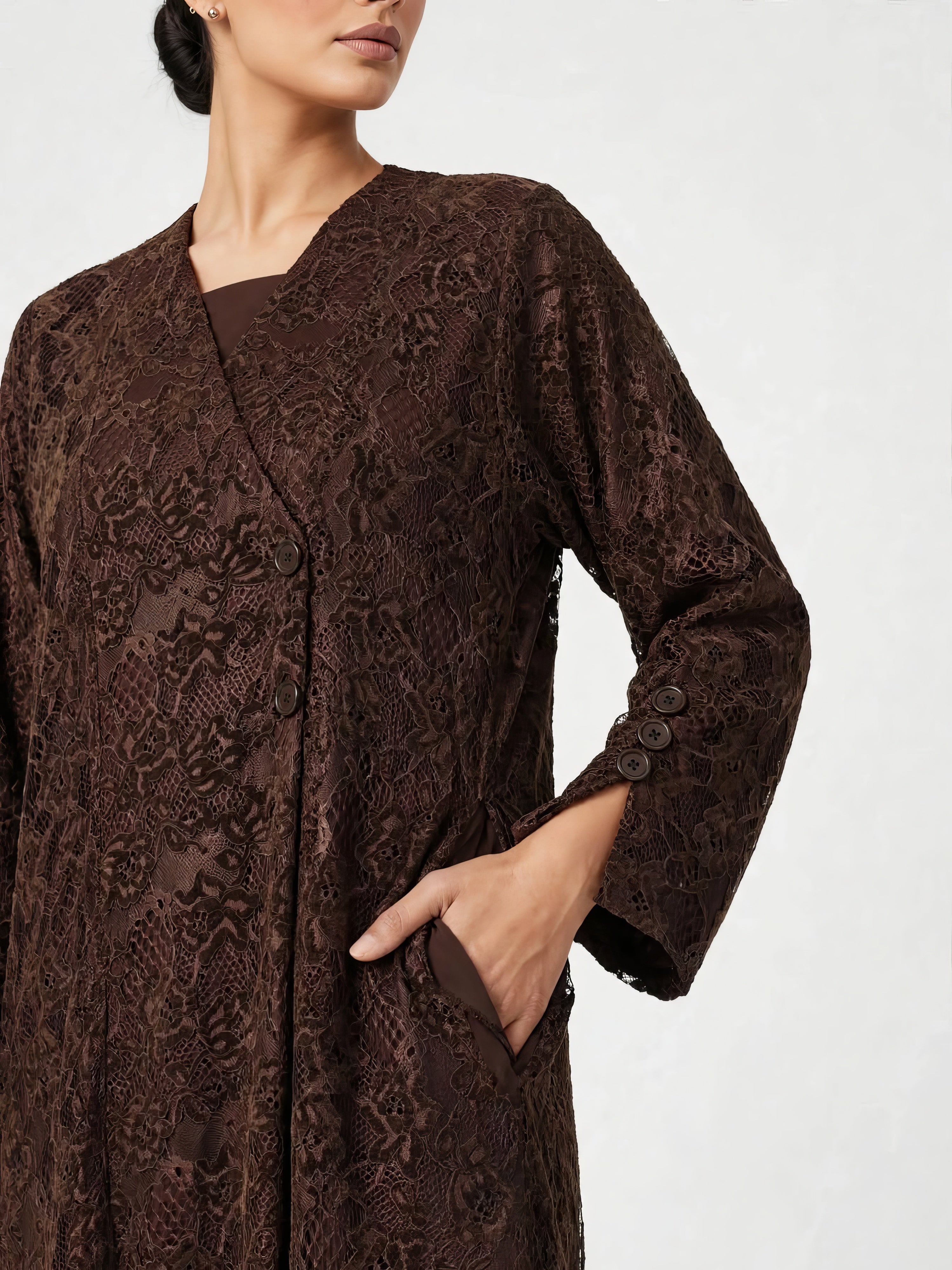 C 2816 Mocha Dantel Abaya
